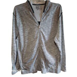 Bke Vintage Gray Full-Zip Hoodie Athletic Fit XXL Lightweight Cotton Blend Mens